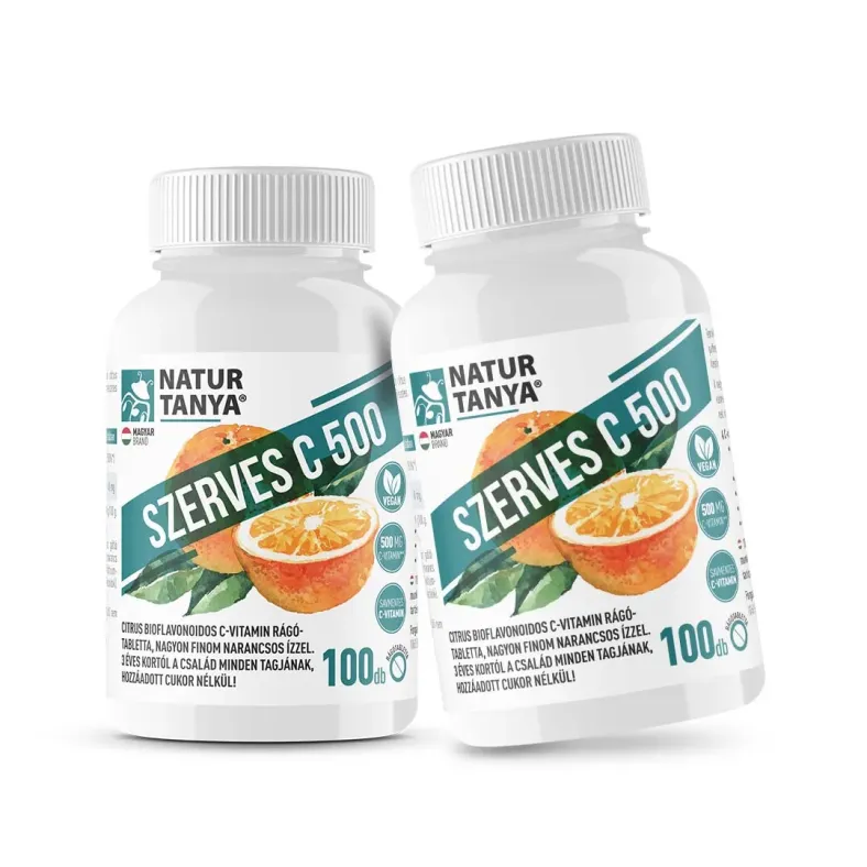 SZERVES C 500 duopack, kedvezménnyel - Savmentes, gyomorbarát C-vitamin és citrus bioflavonoidok Natur Tanya®. A kalcium-L-a