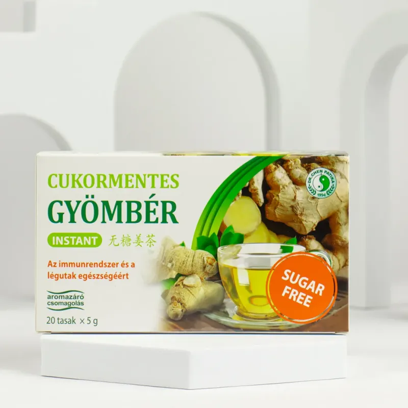 Dr. Chen Gyömbér tea – 20 tasakos instant változat cukor hozzáadása nélkül.