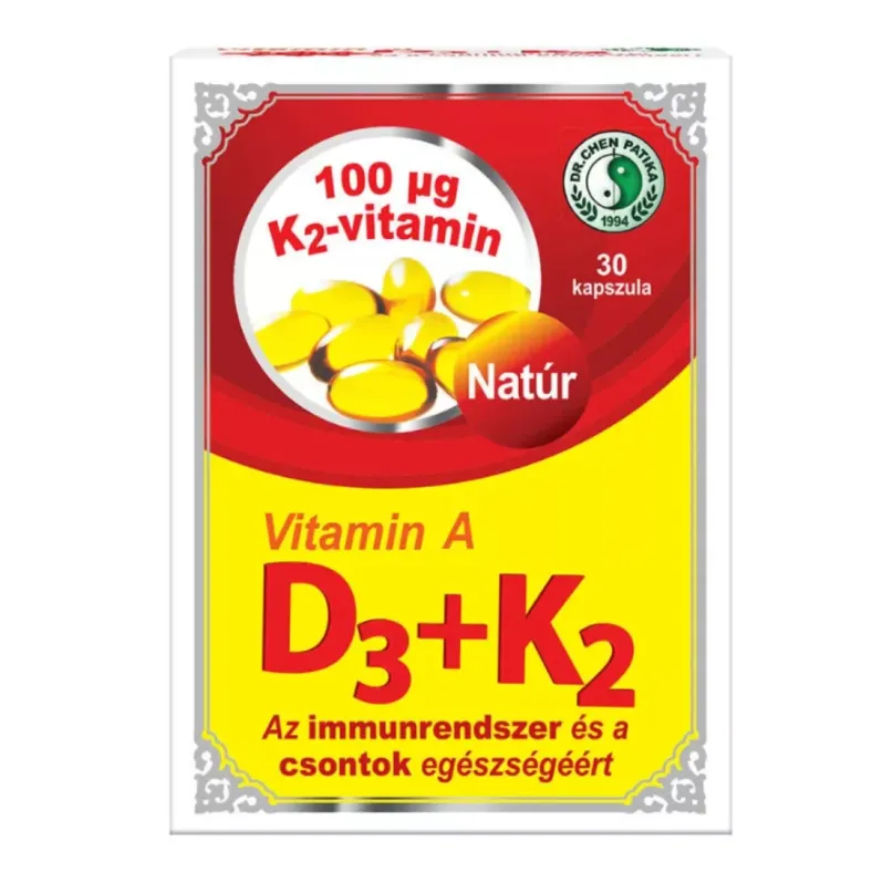 Dr. Chen A-, D3- és K2-vitamin kapszula, 30x – A látás, az immunrendszer és a csontok egészségének támogatásához