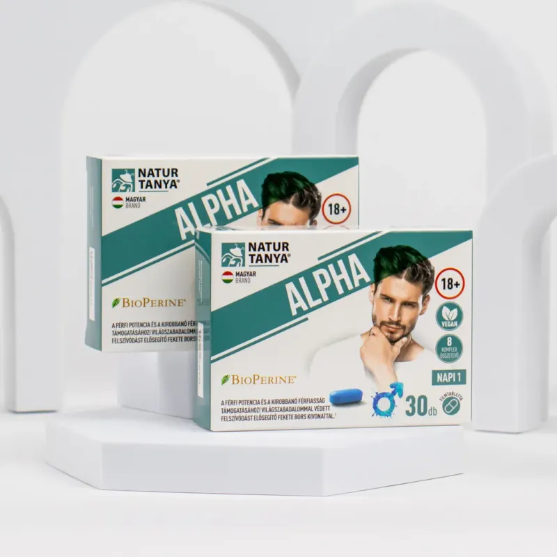 ALPHA – Férfi potencia és kirobbanó férfiasság vitamin 8 összetevővel, fermentált l-citrullinnal Natur Tanya® Duopack
