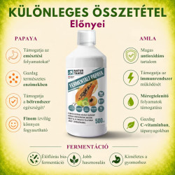 Natur Tanya® FERMENTÁLT PAPAYA amlával a gyomor-bélrendszer egészségéhez, az emésztés és a fizikai jólét támogatásához 500 ml