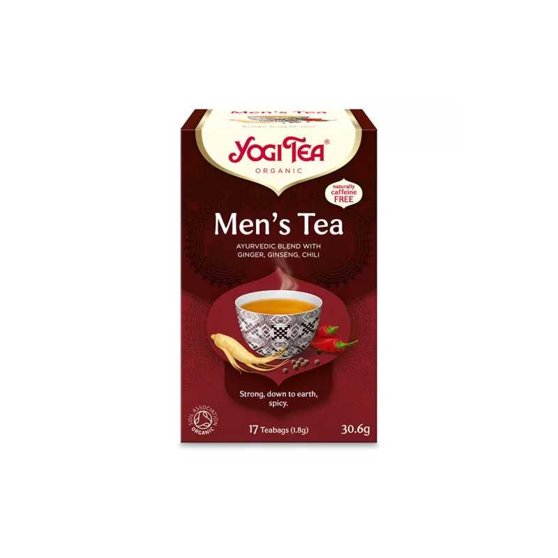 Férfiaknak bio, koffeinmentes ajurvédikus gyógynövény- és fűszertea gyömbérrel, ginzenggel, chilivel és szerecsendióval.
