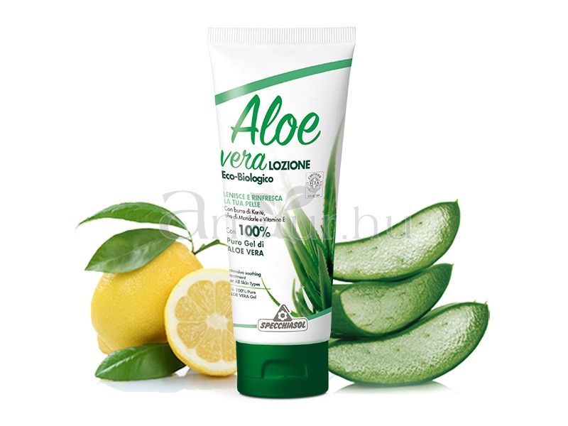 Aloe vera FESZESÍTŐ TESTÁPOLÓ. Sheavaj, E-vitamin, mandula és citromolajjal. ECOBIO minősítés.200ml