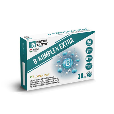 B-KOMPLEX EXTRA - 14 féle B-vitamin forma, köztük bioaktív B-vitaminok, sáfrány és világszabadalommal védett fekete bors kivonat Natur Tanya®