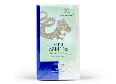 Sonnentor Bio kínai zöld tea (Chun Mee) filter. Erős, savanykás, fanyar íz és frissesség. 18db
