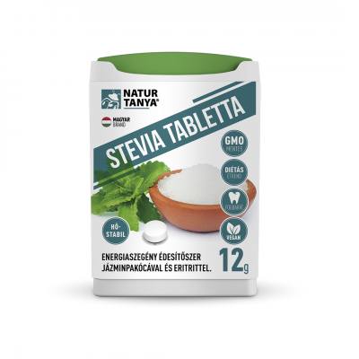Prémium Stevia tabletta. Mellékíz-mentes édesítő. Édesfű, Jázminpakóca. Natur Tanya® 200db